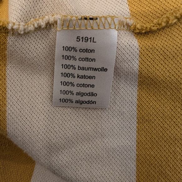 Lacoste Polo Yellow Gold Stripe Classic Preppy Traditional Business - Size 3(S) - Picture 7 of 7